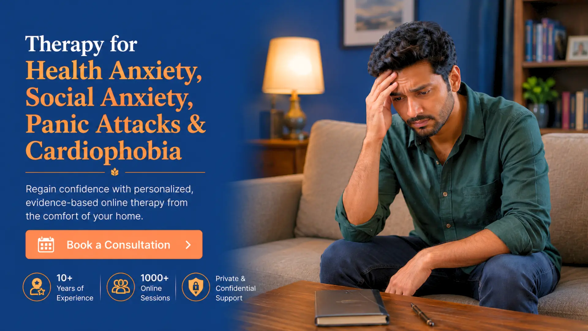 Online therapy for health anxiety, social anxiety, panic attacks and cardiophobia
